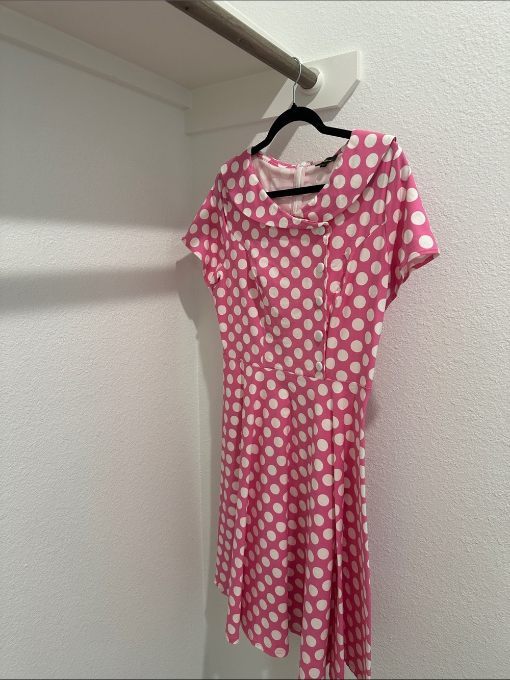 Source Unknown Pink Polka Dot Midi Dress